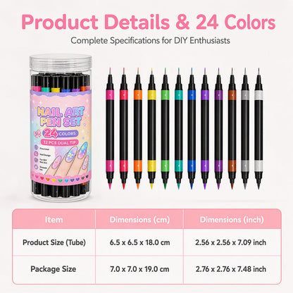 ⏳ Limited-Time Half-Price Offer ⏰ Popular 24-Color Dual-Ended Nail Art Pen Set (Perfect for Halloween & Christmas) 🪄🎨