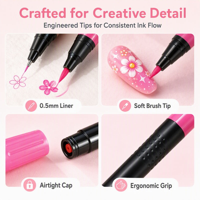 ⏳ Limited-Time Half-Price Offer ⏰ Popular 24-Color Dual-Ended Nail Art Pen Set (Perfect for Halloween & Christmas) 🪄🎨
