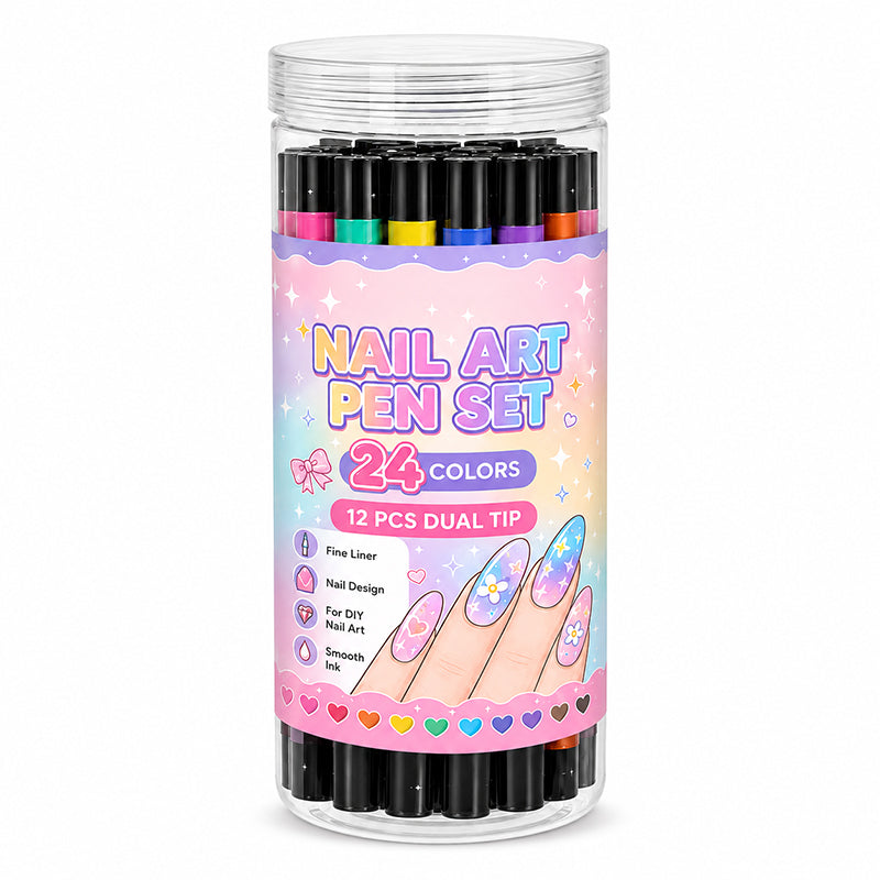⏳ Limited-Time Half-Price Offer ⏰ Popular 24-Color Dual-Ended Nail Art Pen Set (Perfect for Halloween & Christmas) 🪄🎨
