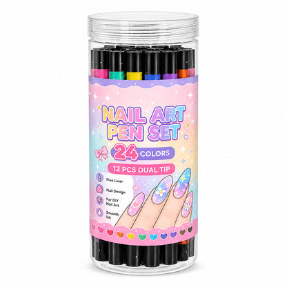 ⏳ Limited-Time Half-Price Offer ⏰ Popular 24-Color Dual-Ended Nail Art Pen Set (Perfect for Halloween & Christmas) 🪄🎨